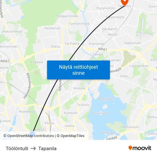 Töölöntulli to Tapanila map