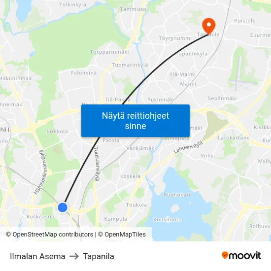 Ilmalan Asema to Tapanila map