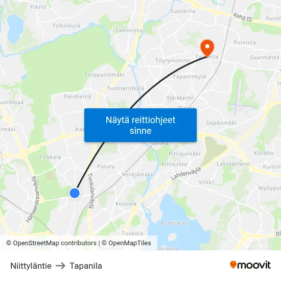 Niittyläntie to Tapanila map