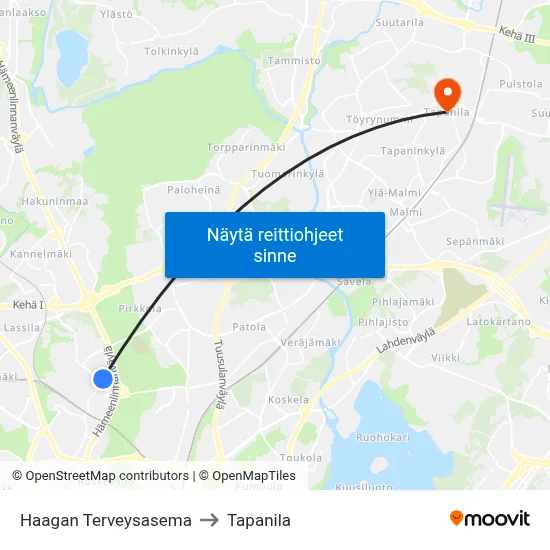 Haagan Terveysasema to Tapanila map
