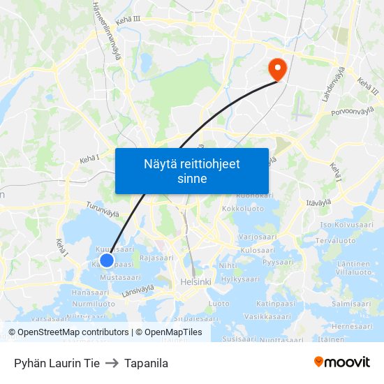 Pyhän Laurin Tie to Tapanila map