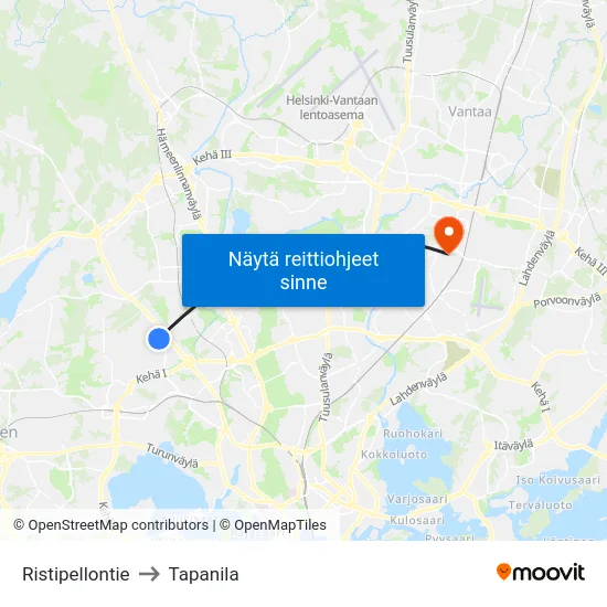 Ristipellontie to Tapanila map