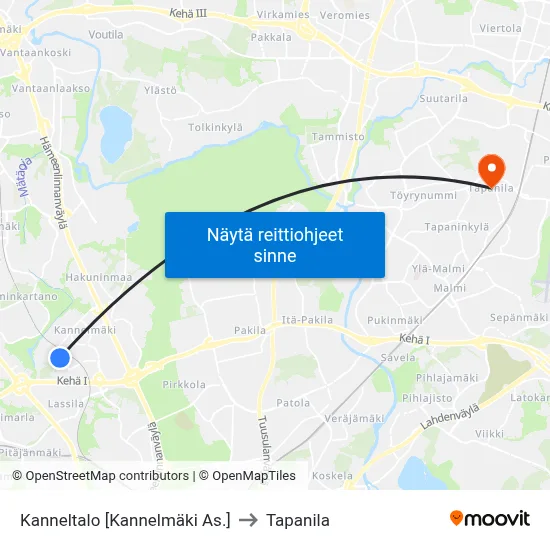 Kanneltalo [Kannelmäki As.] to Tapanila map