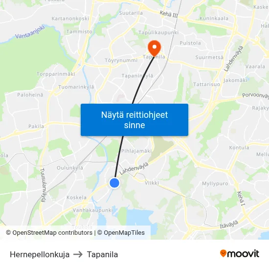 Hernepellonkuja to Tapanila map