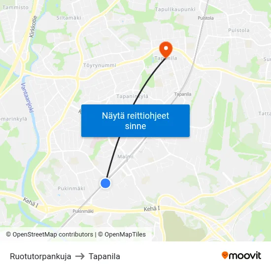 Ruotutorpankuja to Tapanila map
