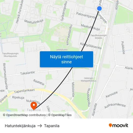 Hatuntekijänkuja to Tapanila map