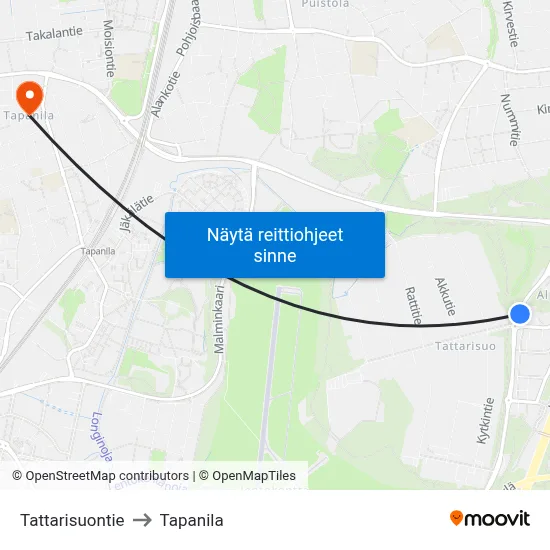 Tattarisuontie to Tapanila map
