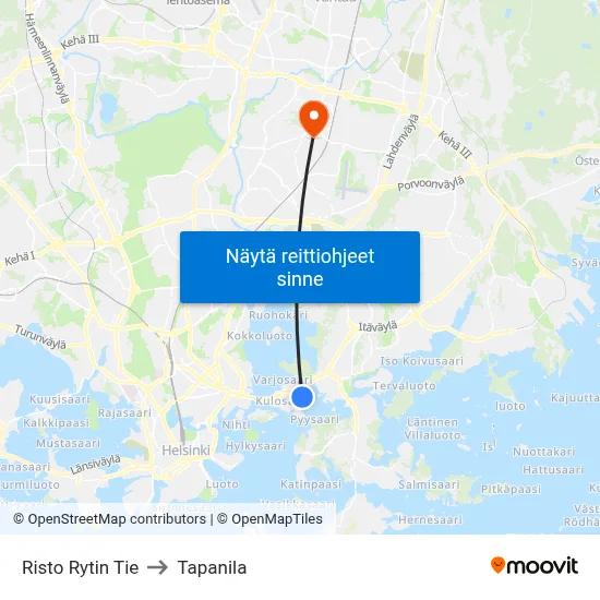 Risto Rytin Tie to Tapanila map