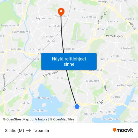 Siilitie (M) to Tapanila map