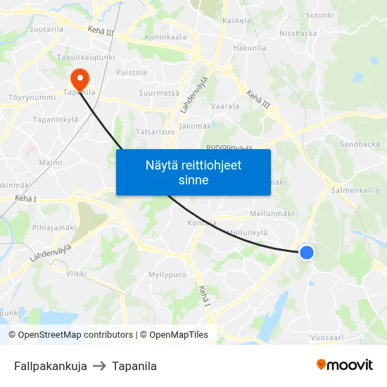 Fallpakankuja to Tapanila map