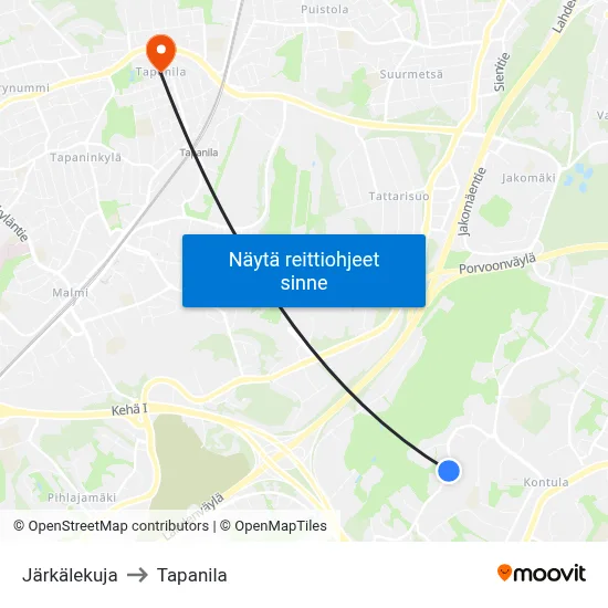 Järkälekuja to Tapanila map