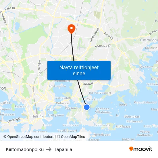 Kiiltomadonpolku to Tapanila map