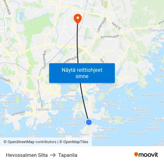 Hevossalmen Silta to Tapanila map
