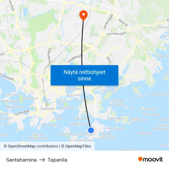 Santahamina to Tapanila map