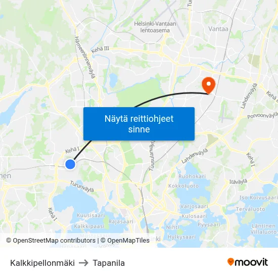 Kalkkipellonmäki to Tapanila map