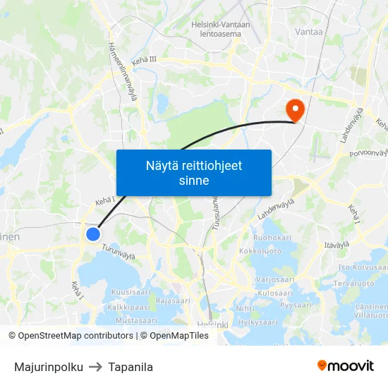 Majurinpolku to Tapanila map