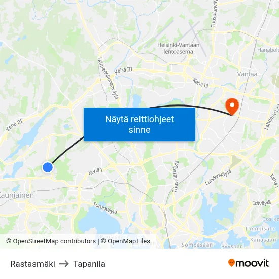 Rastasmäki to Tapanila map
