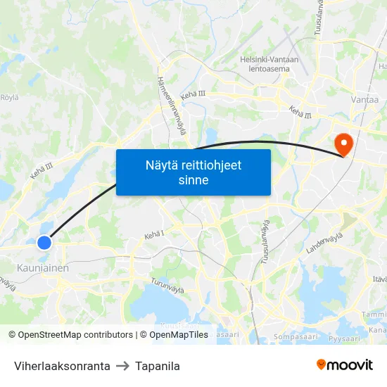 Viherlaaksonranta to Tapanila map