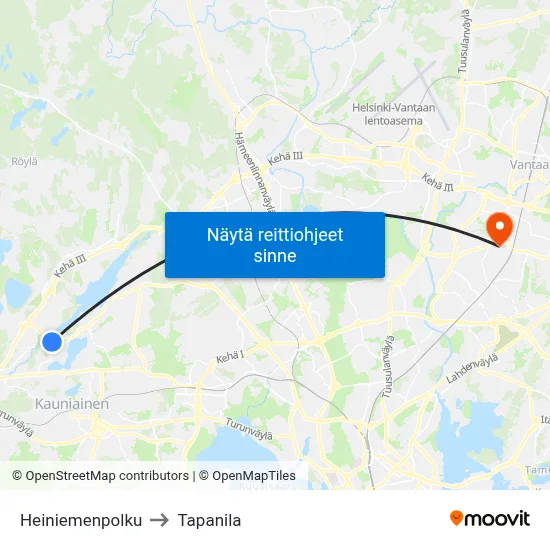 Heiniemenpolku to Tapanila map