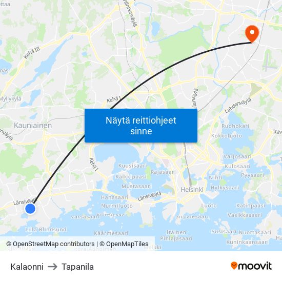 Kalaonni to Tapanila map