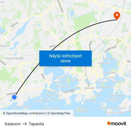 Kalaonni to Tapanila map
