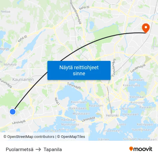 Puolarmetsä to Tapanila map