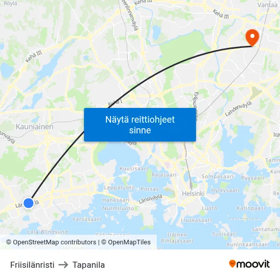 Friisilänristi to Tapanila map