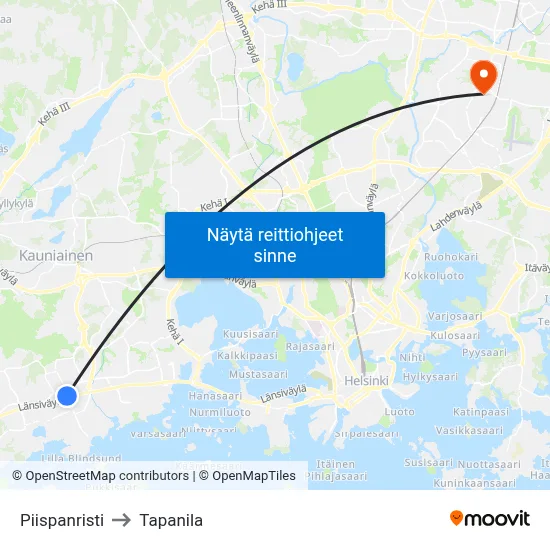 Piispanristi to Tapanila map