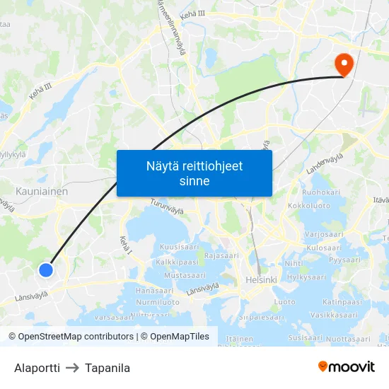 Alaportti to Tapanila map