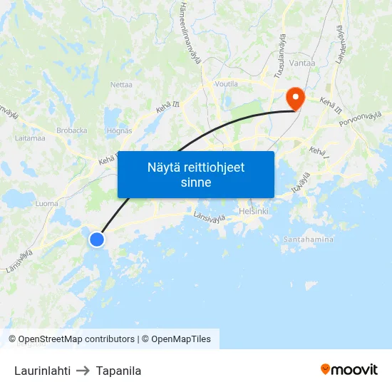 Laurinlahti to Tapanila map