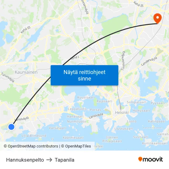 Hannuksenpelto to Tapanila map