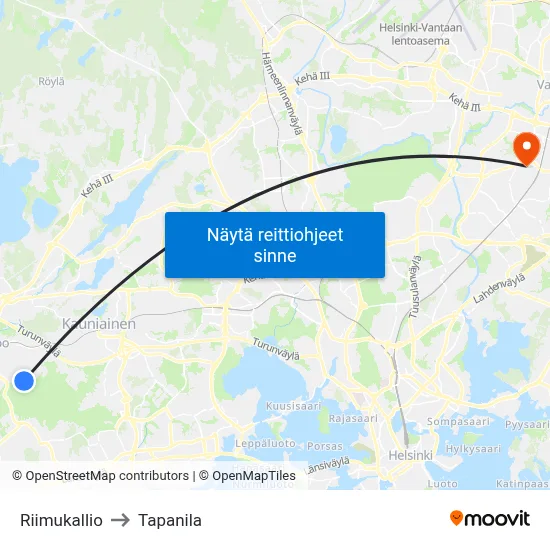 Riimukallio to Tapanila map