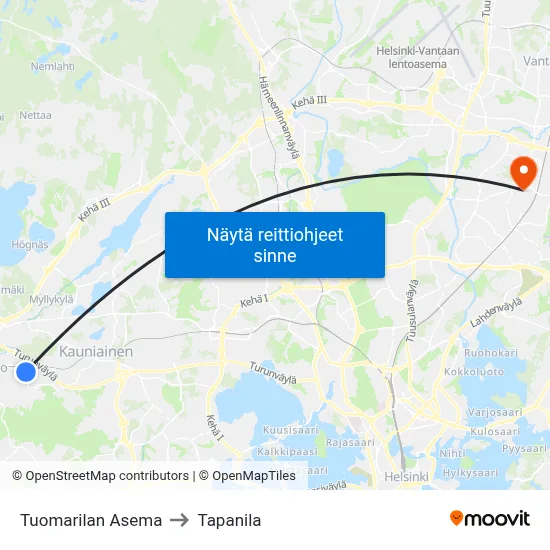 Tuomarilan Asema to Tapanila map