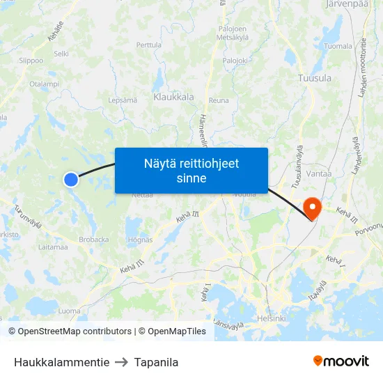 Haukkalammentie to Tapanila map