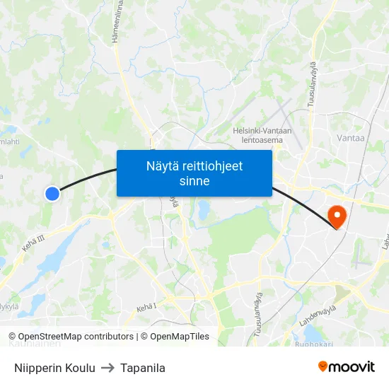 Niipperin Koulu to Tapanila map