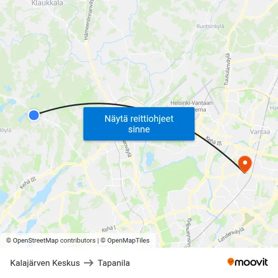Kalajärven Keskus to Tapanila map