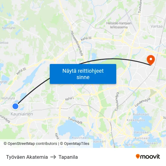 Työväen Akatemia to Tapanila map