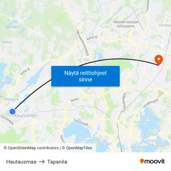 Hautausmaa to Tapanila map