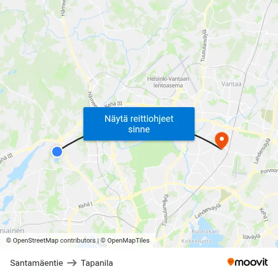 Santamäentie to Tapanila map