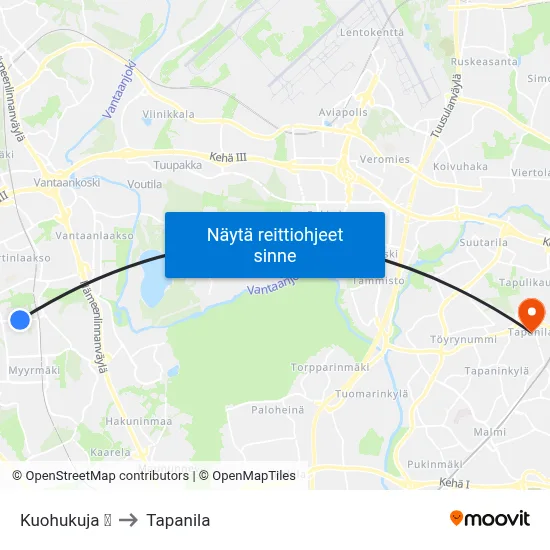 Kuohukuja 🛒 to Tapanila map