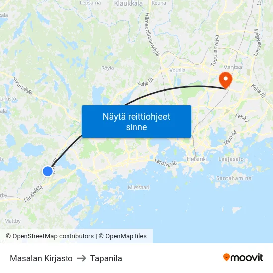 Masalan Kirjasto to Tapanila map