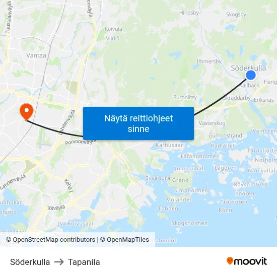 Söderkulla to Tapanila map