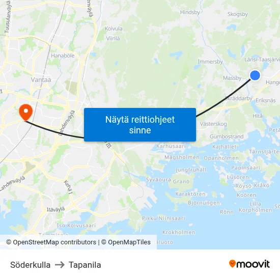 Söderkulla to Tapanila map