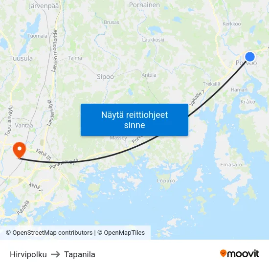 Hirvipolku to Tapanila map