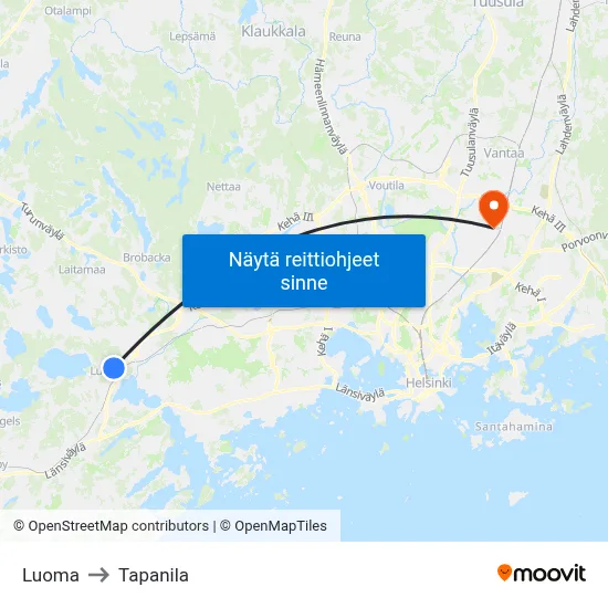 Luoma to Tapanila map