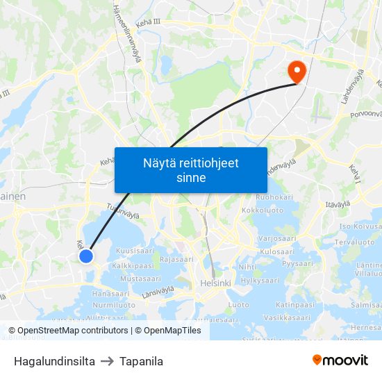 Hagalundinsilta to Tapanila map