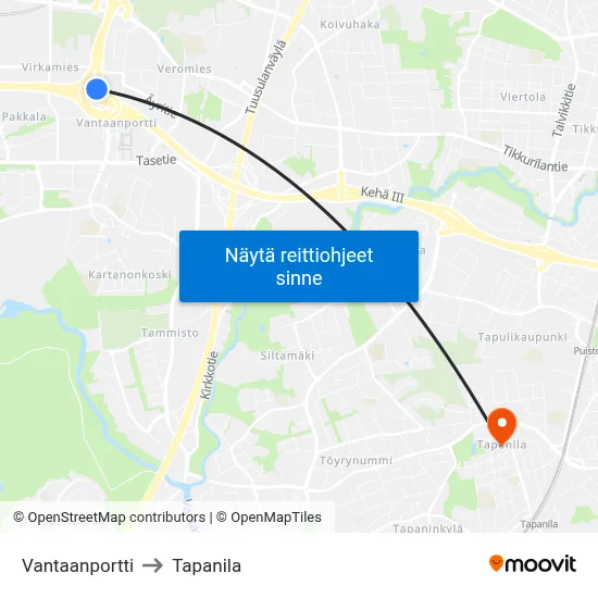 Vantaanportti to Tapanila map