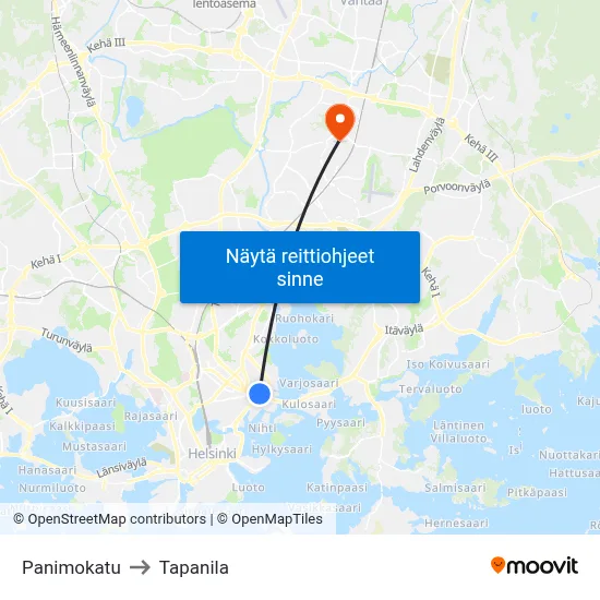 Panimokatu to Tapanila map