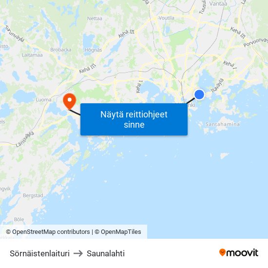 Sörnäistenlaituri to Saunalahti map