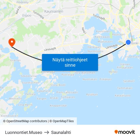 Luonnontiet.Museo to Saunalahti map
